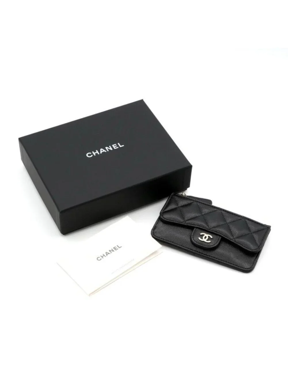 Chanel Wallet Coin Purse Black Gold Fragment Case Card Slot Classic